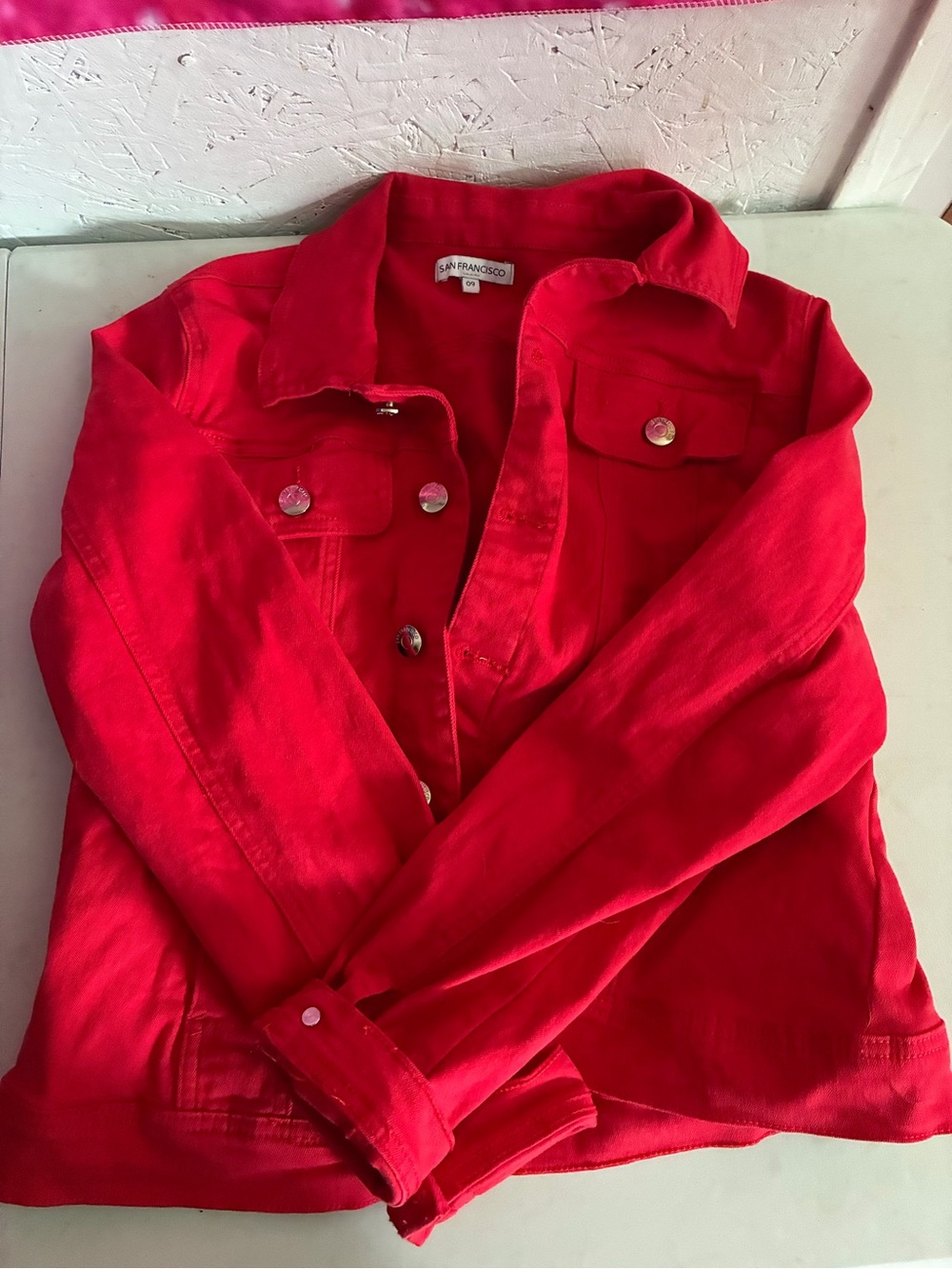 Red Denim Jacket for Women